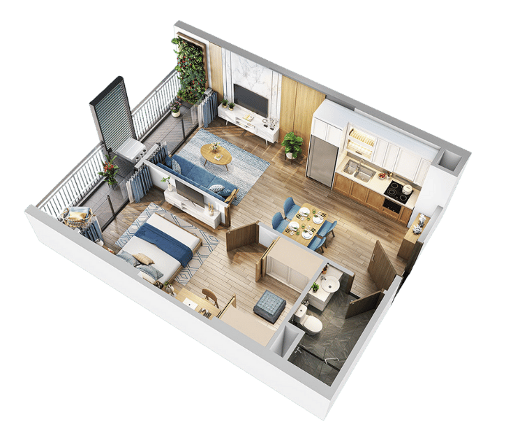 căn hộ 1 phòng ngủ dự án căn hộ the nest midori park