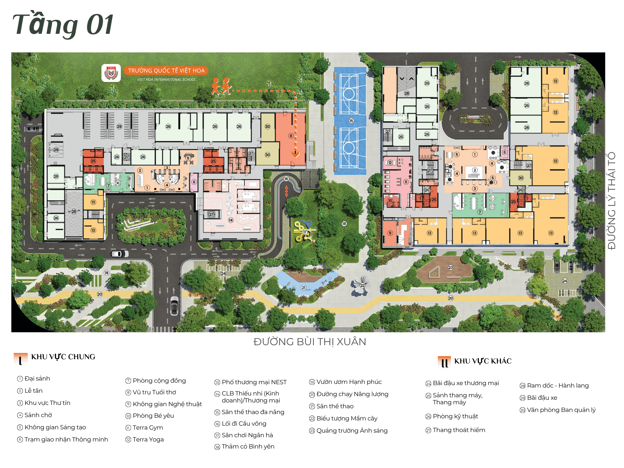 CÁC TIỆN ÍCH TẦNG 01 - Toà West & East - The NEST