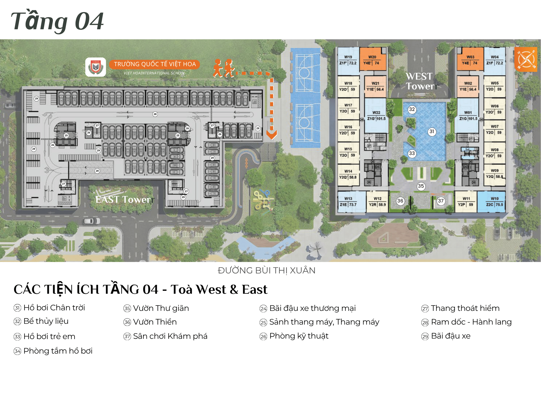 CÁC TIỆN ÍCH TẦNG 04 - Toà West & East - The NEST